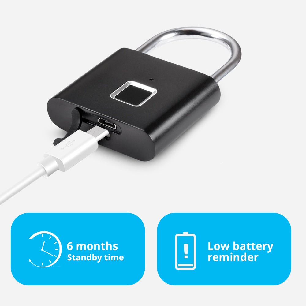Fingerprint Padlock – USB Rechargeable Biometric Lock